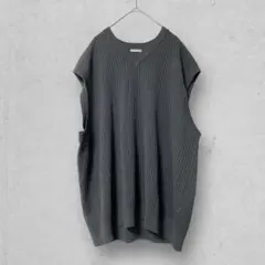 z692【GU】ウォッシャブルメッシュニットベスト　大きいサイズ　グレー