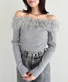 heather シャギーオフショルニットのサムネイル