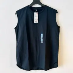 ユニクロ　エアリズムコットンTノースリーブ　M 09Black