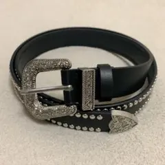 スタッズウエスタンベルト B 黒 アメカジ レザー ヴィンテージ 古着 Y2K