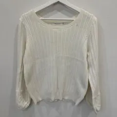 アイボリー リブ編み ニット 長袖