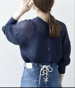 SHIPS any シアー リンクス 2WAY ニット カーディガン