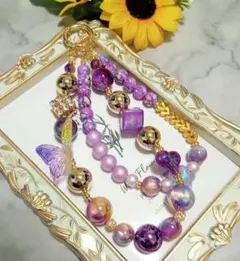 ハンドメイド 紫系 ストラップ