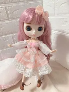 ピンクお花ワンピース　ドール服 1/6  30cm　アウトフィット　ブライス