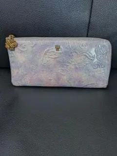 ANNA SUI 長財布 蝶々柄 がま口 エナメル ブルー系 アウトレット品 