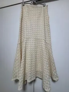 本日処分！ナノユニバース　アイボリー レース　フレアロングスカート
