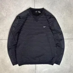 NIKE　スウェット　前V　ガゼット　スウッシュロゴ　刺繍　ボーダー　切り替え