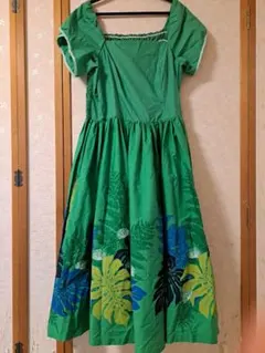 フラダンスドレス 緑色 3L