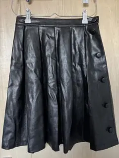 TO* f. by agnis b. ブラックレザー スカート 36