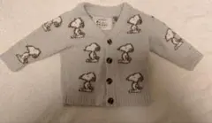 ジェラートピケ　スヌーピー柄 カーディガン 70-80サイズ