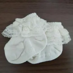 MIKIHOUSE　ベビーセレモニー靴下　新生児　レース付きホワイト　7〜9cm