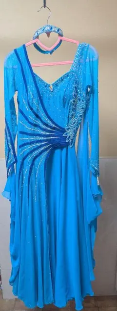 社交ダンス用青色ドレス　Lサイズ