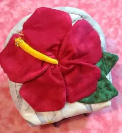 ✨ハワイアンキルト✨ハイビスカス　ポーチ(たて長)1点限定プリント生地