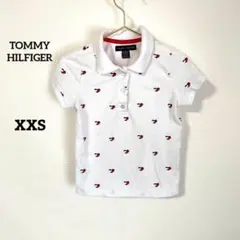 【トミーヒルフィガー】ポロシャツ 2T 3T キッズ ホワイト ハート柄 半袖
