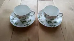 値下げ　ウェッジウッド　ワイルドストロベリー　カップ&ソーサー　リー　ペアセット