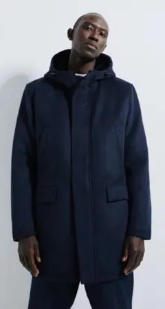 【Zara】コントラストフード付コート