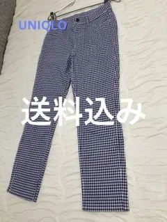 UNIQLOブルーチェック カジュアルパンツ Mサイズ　未使用