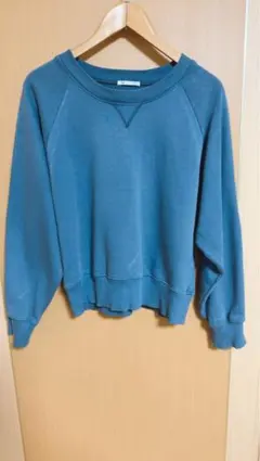 GU スウェット トレーナー Lサイズ ブルー 無地 クロップド丈 美品‼️