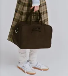 fekete 2WAYリボンスエードボストンバッグ ブラウン