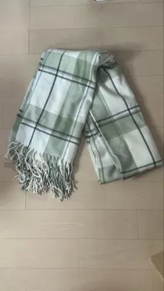 マフラー　チェック黄緑