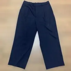 UNIQLO.ユニクロ.タックワイドパンツ.(ネイビー.ストライプ)