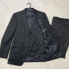 コムサメン ｜チェルッティ 3ピースブラックスーツ ジレ 高級イタリア生地 黒