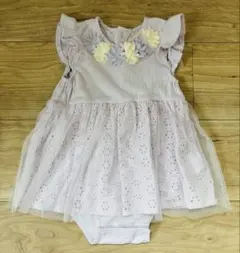 プティマイン(petit main)半袖ワンピース ラベンダー 80