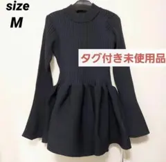 【タグ付き未使用】スポンディッシュ ボリューム ぺプラム ニット 長袖 ネイビー