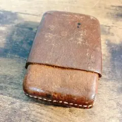 アンティーク　本革　シガーホルダー　たばこ　タバコケース　ブラウン　ビンテージ
