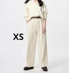 【新品未使用】UNIQLO タックワイドパンツ　ナチュラル　XS