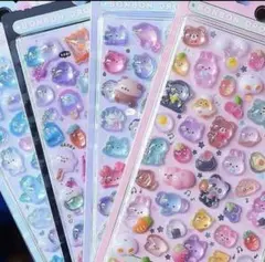 BONBON 立体シール4枚セット 4種キラキラ　ぷくぷく