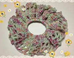 フリルデザイン シュシュ ハンドメイド　手編み　かぎ編み
