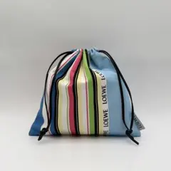極美品 LOEWE ロエベ ドローストリングポーチ 巾着 バッタ 花柄 チョウ