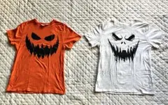 H&Mハロウィンデザイン Tシャツセット (オレンジ・白)
