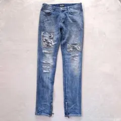 Embellish エンブリッシュ ダメージデニム 裾ジッパー 色落ちジーンズ