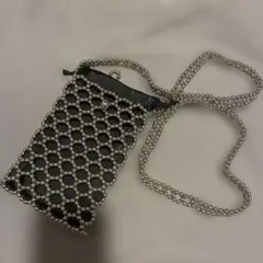 ビーズネットデザイン スマホショルダーバッグ　シルバー