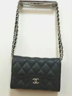 CHANEL ブラック キルティング バッグ チェーンウォレット ノベルティ