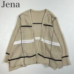 ジェナエスパスメルヴェイユ 美品 配色 カットワーク レーヨンニットカーディガン