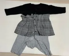 ロンパース・カバーオール グレー・ブラック・チェック柄
