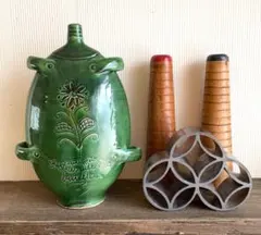 【３点セット売り✨】 ビンテージ 一輪挿し & 木管 糸巻き & 七宝 三ツ輪