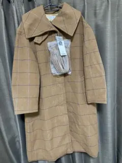 MOUSSY ブラウン チェック ロングコート Sサイズ