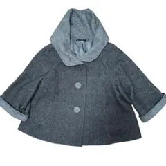 【訳あり】グレー フード付き ポンチョ M