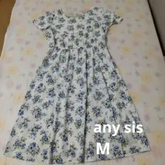 any sis 花柄 半袖 ひざ丈ワンピース Mサイズ