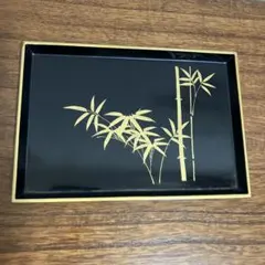 レトロ vintage 金蒔絵 竹 木製 小トレイ
