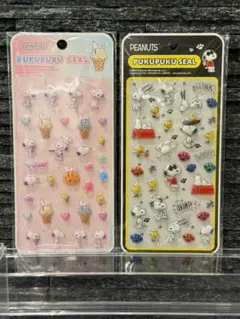 【正規品】SNOOPY スヌーピー ぷくぷくシール シール ２枚セット