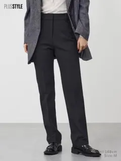 PLST 【丈長め】スリムストレートパンツ（シェイプリザーブ） BLACK M