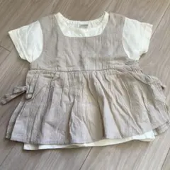 トップス Tシャツ　95cm オフホワイト　重ね着風　最終値下げ