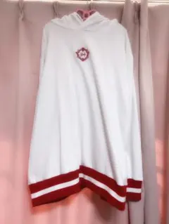 Rady フード付きパーカー 白 赤ストライプ