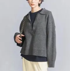 BEAUTY&YOUTH ビューティ&ユース　スキッパーニット キーネック