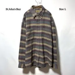 St.John's Bay OLD フランネル ヘビー ネルシャツ ボーダー L